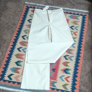 Elegant Cream Twill Wide Leg Trousers